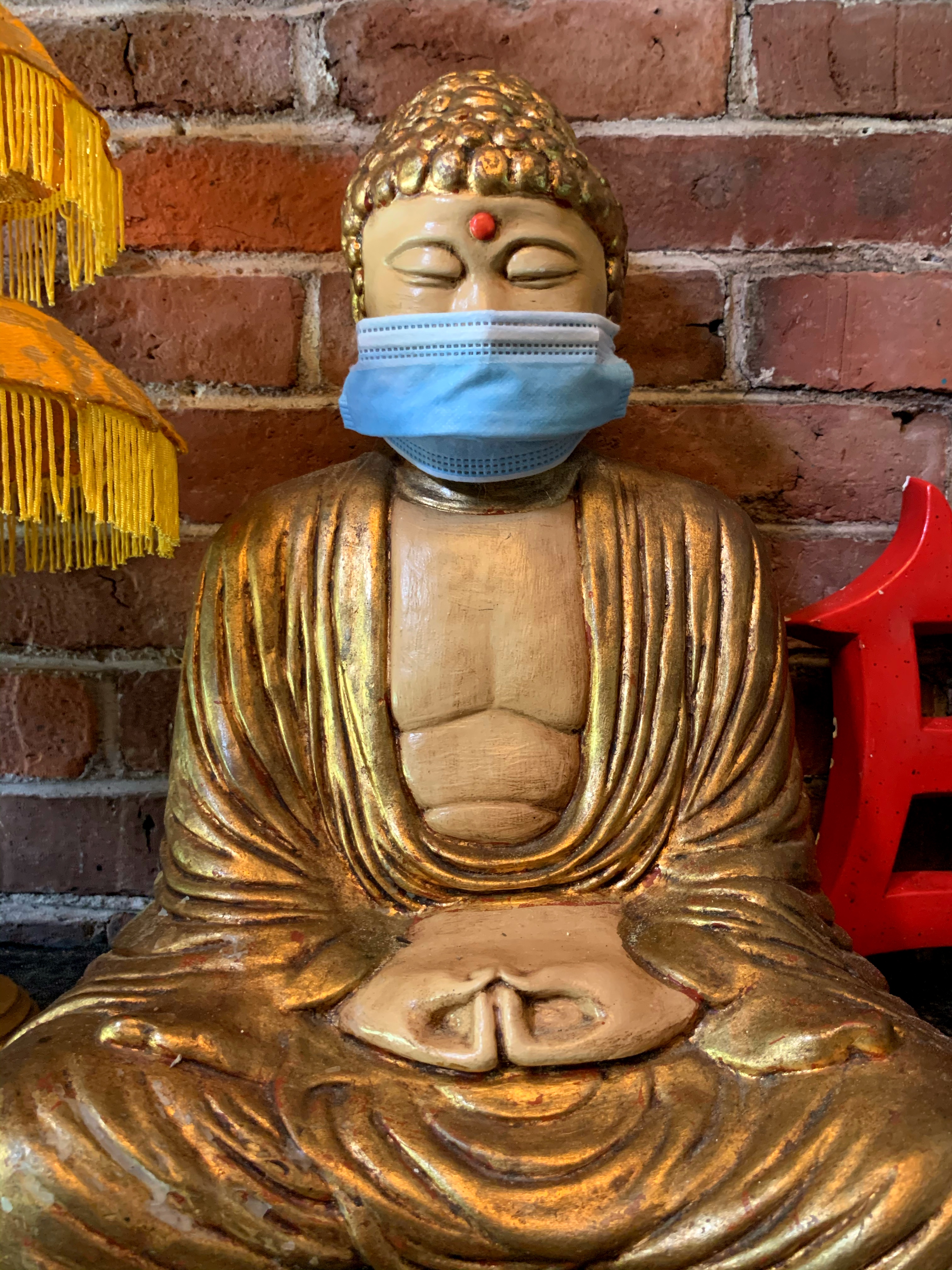 buddha with face mask